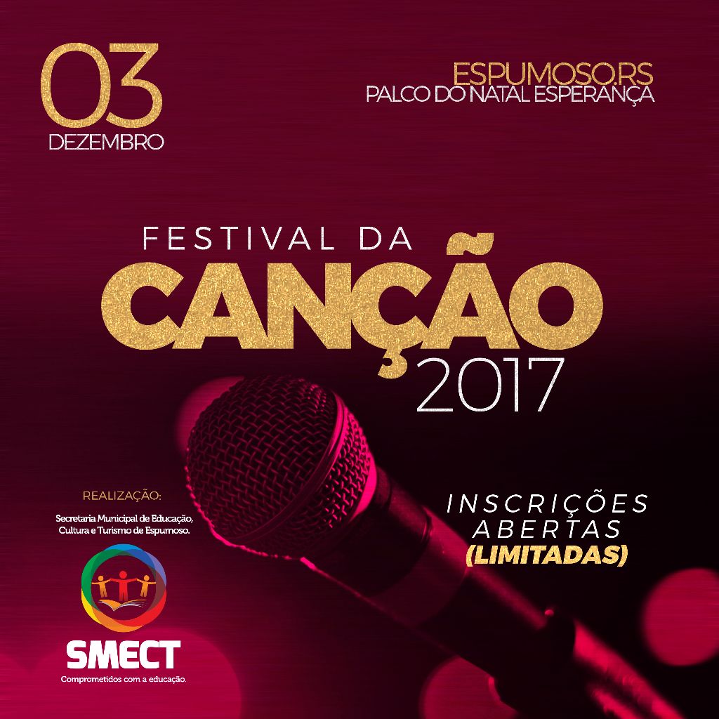 FESTIVAL CANÇÃO – Encerradas as inscrições para o tradicional Festival da Canção de Espumoso.