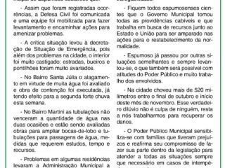 Prefeitura realiza balanço dos estragos feitos pelo grande volume de chuvas: