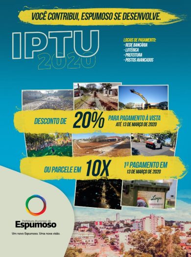 ADMINISTRAÇÃO I Atenção para o prazo de vencimento do IPTU com desconto e primeira parcela