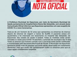 SAÚDE I NOTA OFICIAL – ESPUMOSO TEM PRIMEIRO CASO SUSPEITO DE CORONAVÍRUS