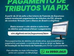 Secretaria da Fazenda implanta pagamento de tributos via PIX