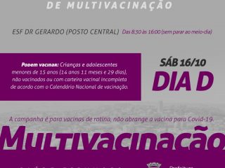 Sábado é o Dia D de multivacinação