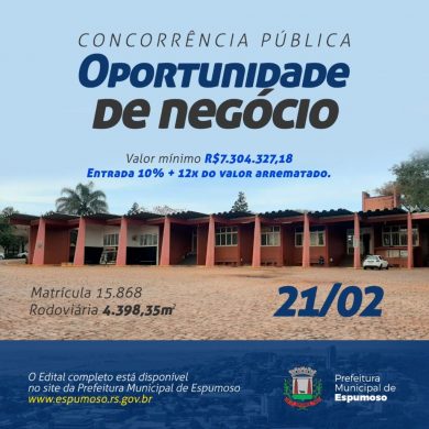 Oportunidade de Negócio: Espumoso abre edital para a venda de terreno