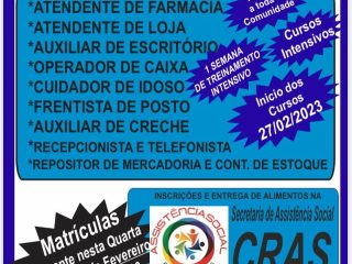 ASSISTÊNCIA SOCIAL: Vagas abertas para cursos de qualificação