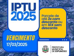 Atenção, contribuintes. Pagamento do IPTU vence dia 17 de março.