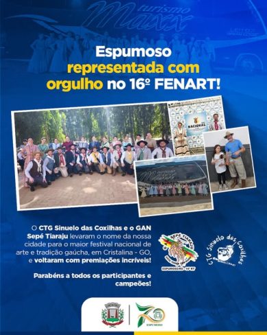 Entidades tradicionalistas trazem prêmios para Espumoso.