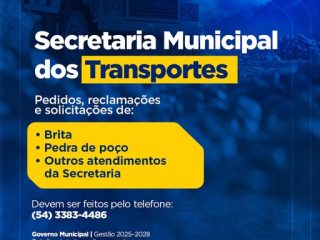 Secretaria dos Transportes divulga telefone para solicitações dos munícipes
