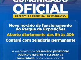 Administração Municipal alerta sobre o horário de funcionamento do Parque de Exposições