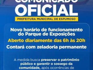 Administração Municipal alerta sobre o horário de funcionamento do Parque de Exposições