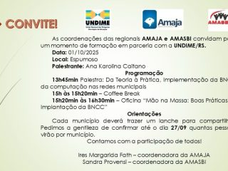 Coordenações das regionais AMAJA e AMASBI reúnem-se hoje (01) para um momento de formação em parceria com a UNDIME/RS.